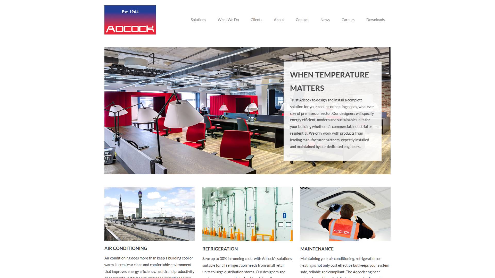 Adcock (Refrigeration & Air Conditioning) Ltd Website