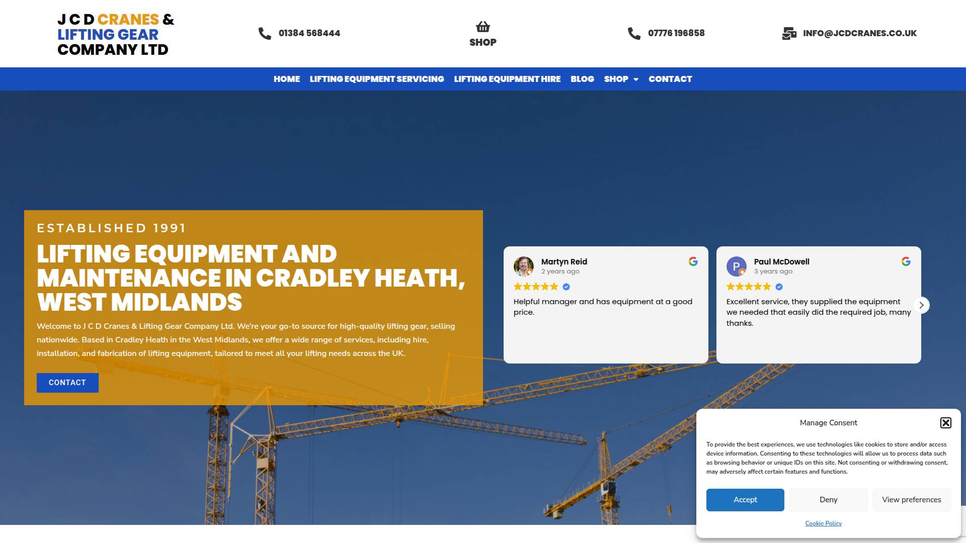 JCD Cranes & Lifting Gear Ltd Website