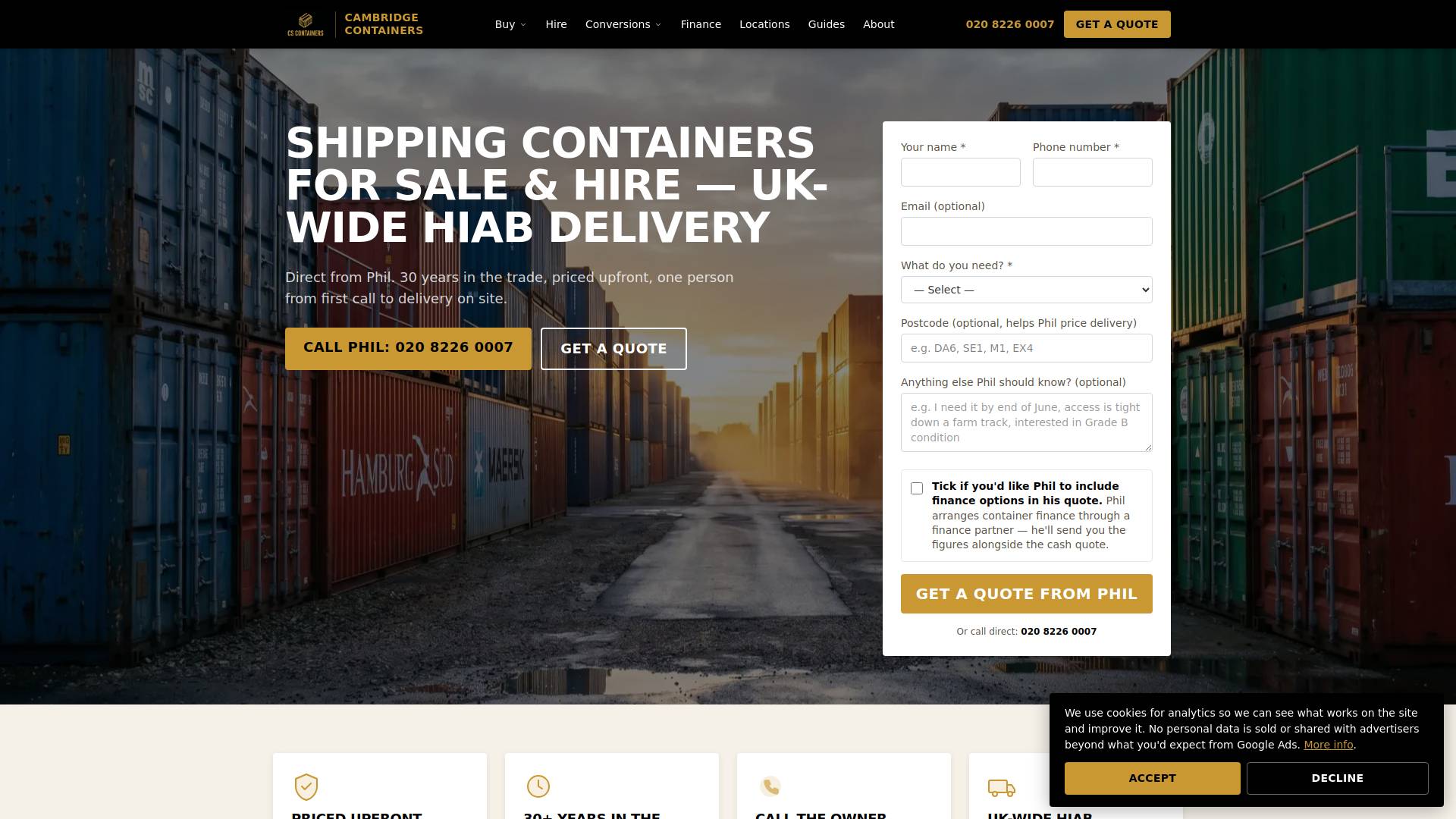 Cambridge Shipping Containers Ltd Website