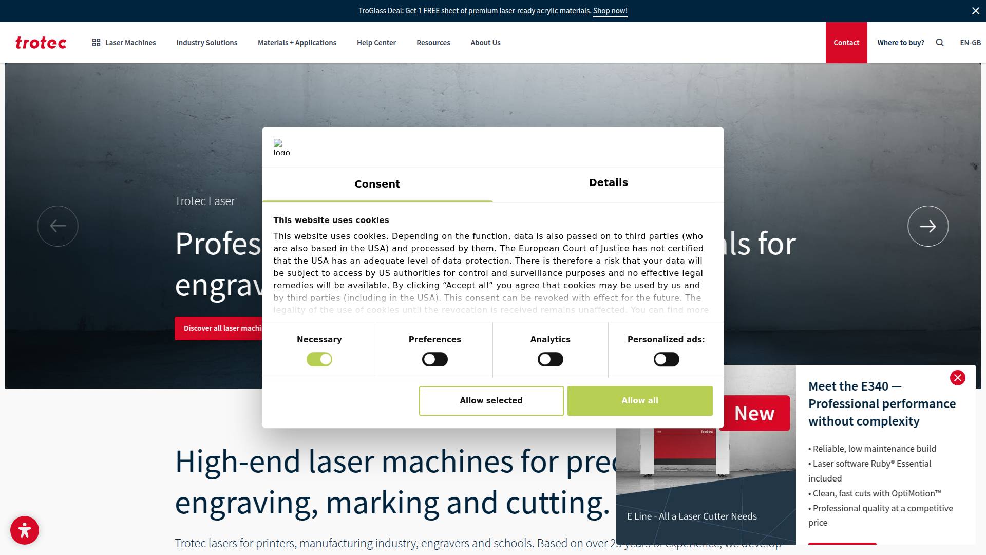 Trotec Laser Ltd Website