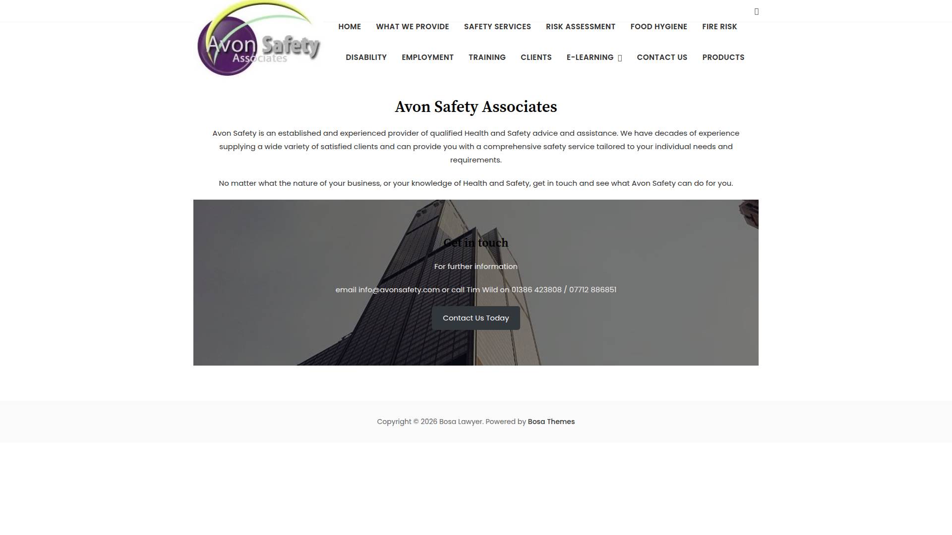 Avon Safety Associates Ltd Website