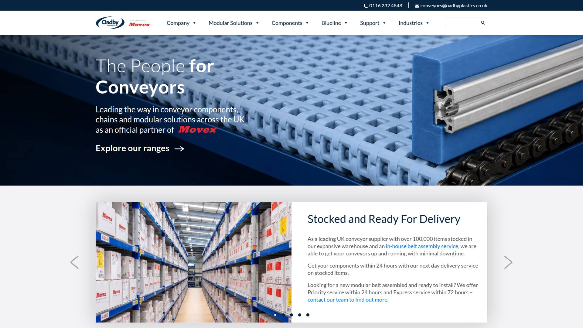 Oadby Conveyors Website Screenshot 001
