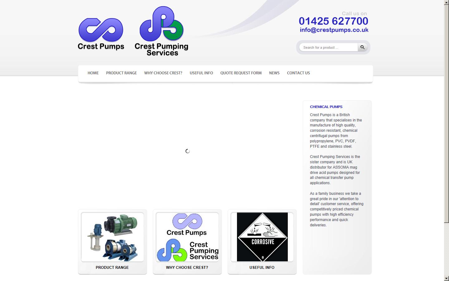 Crest Pumps Ltd Website