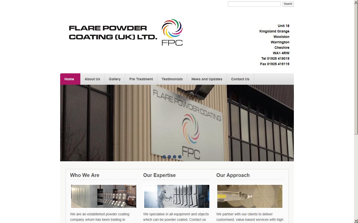 Flare Powder Coating (UK) Ltd Website