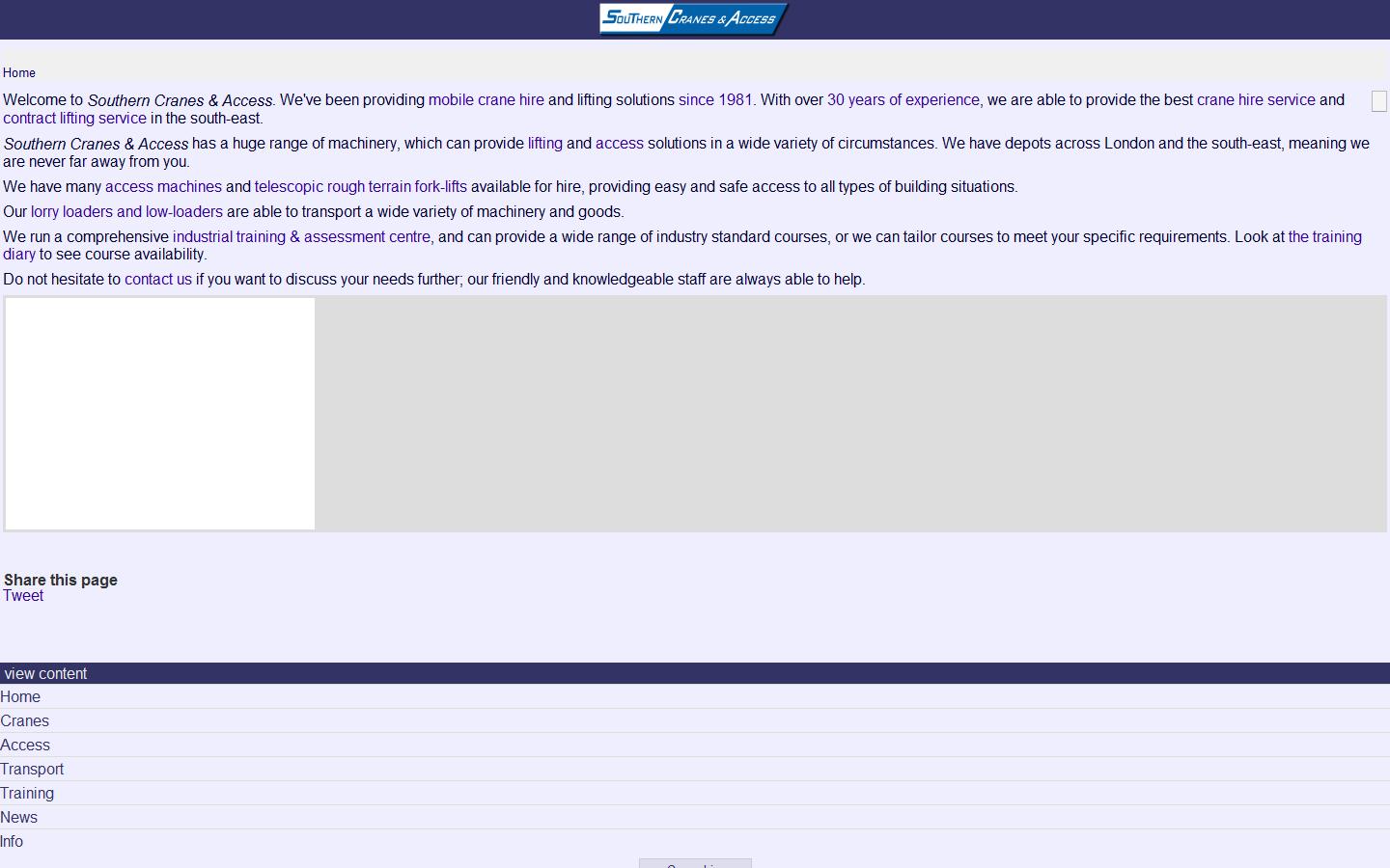 Southern Cranes & Access Ltd Website