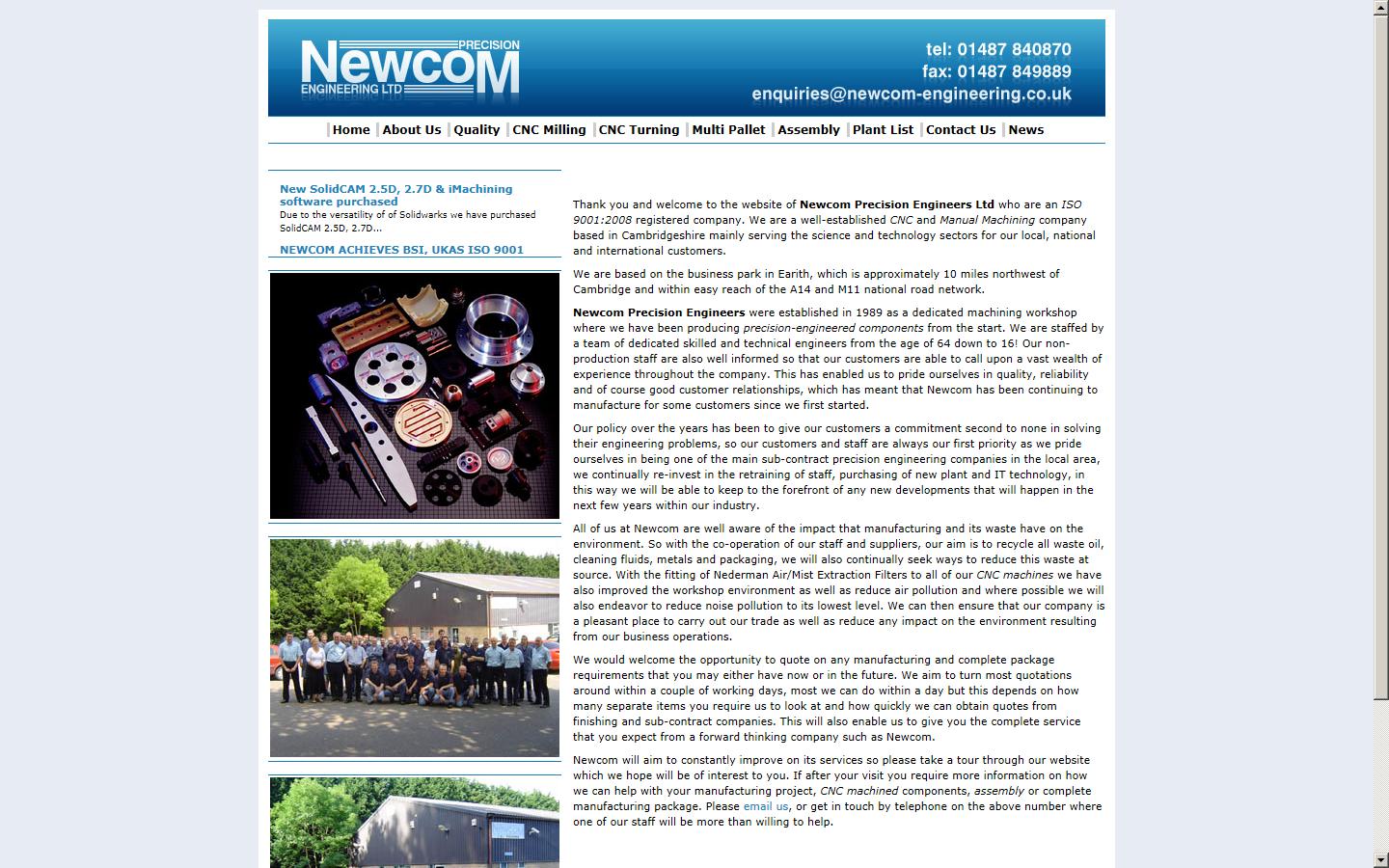Newcom Precision Engineers Ltd Website