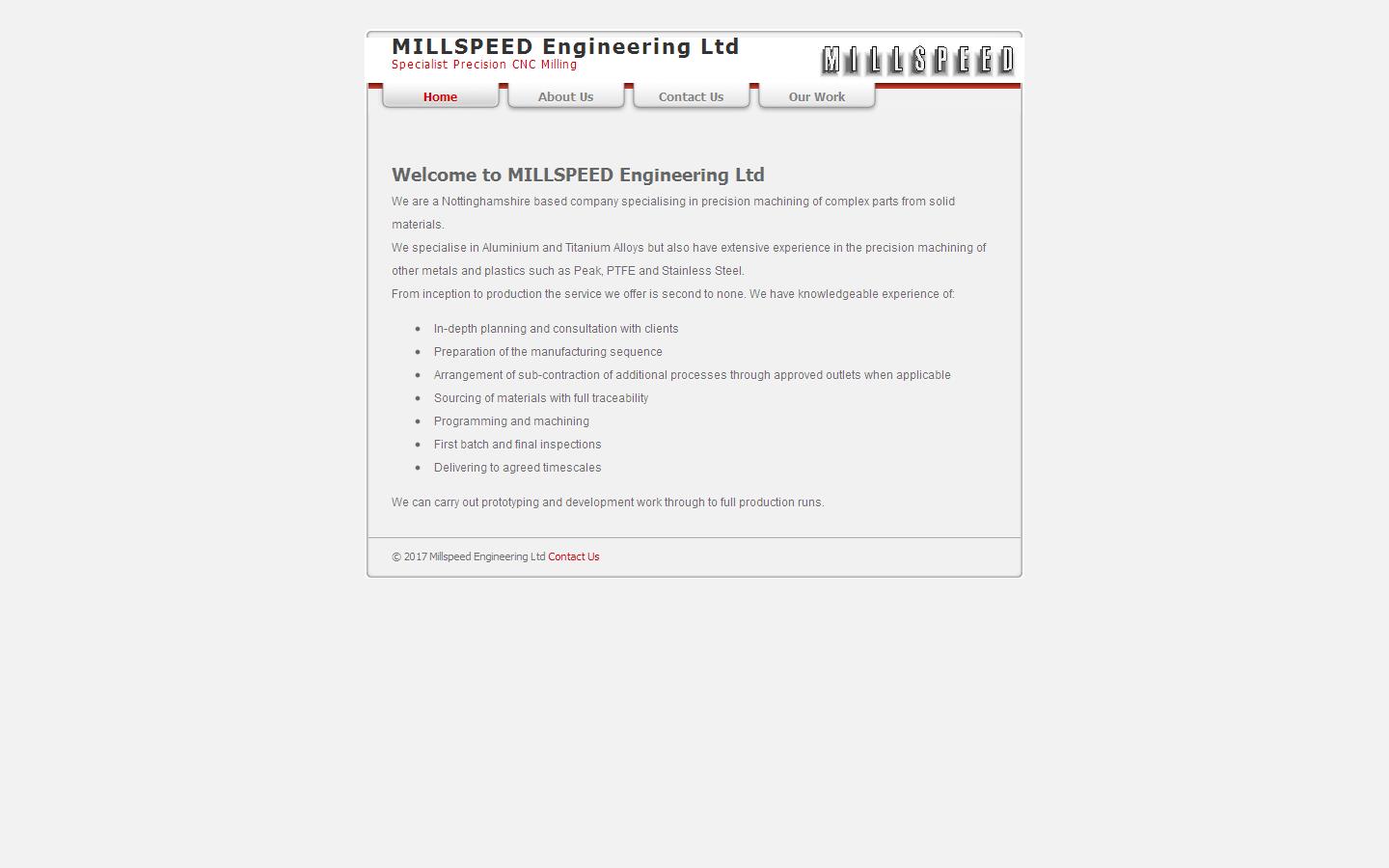 Millspeed Engineering Ltd Website