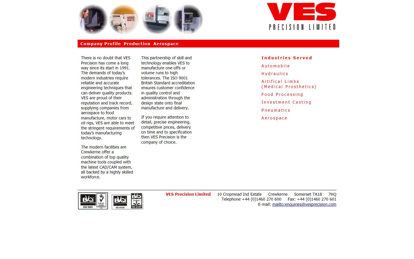V E S Precision Ltd Website