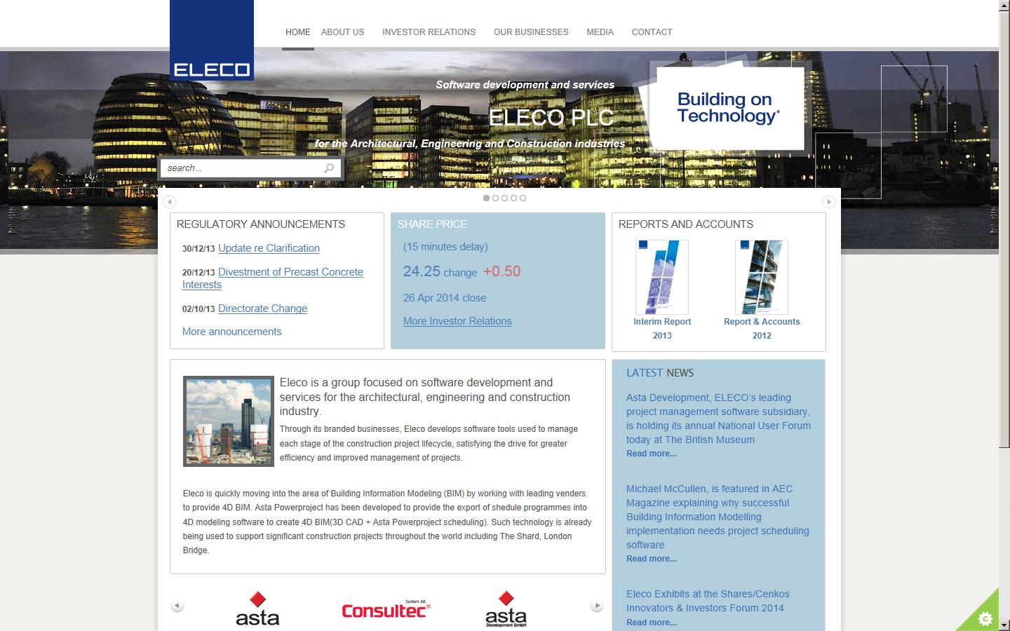 Eleco plc Website