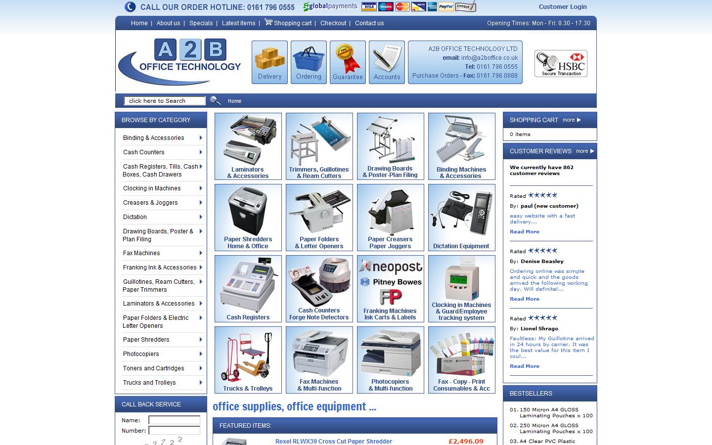 A2B Office Supplies & Technology Website