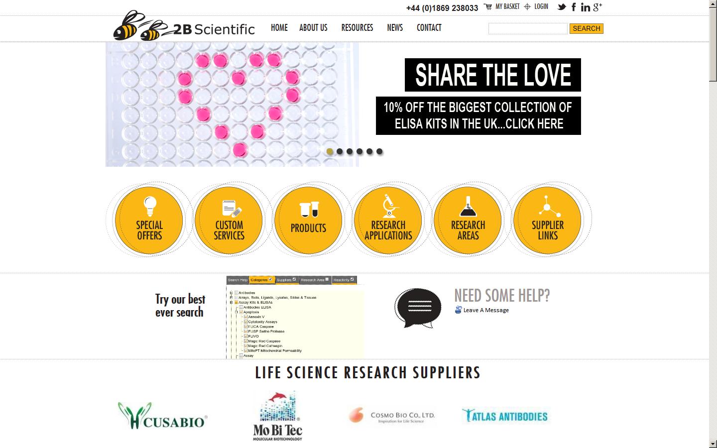 2B Scientific Ltd Website