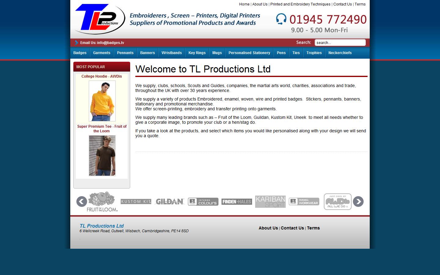 TL Productions Ltd Website