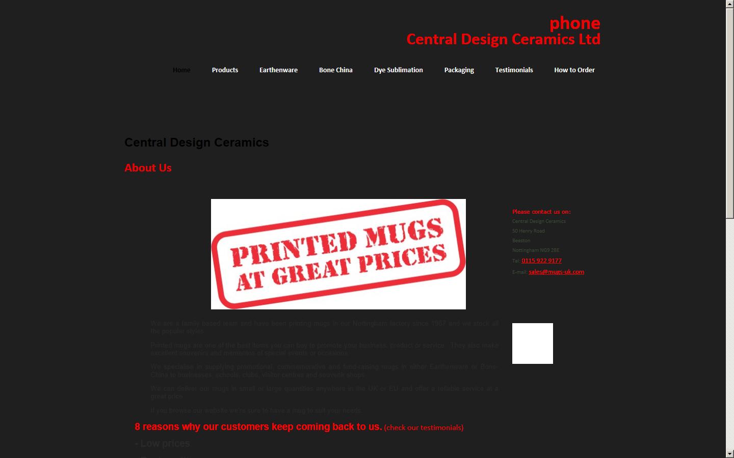 Central Design Ceramics Website