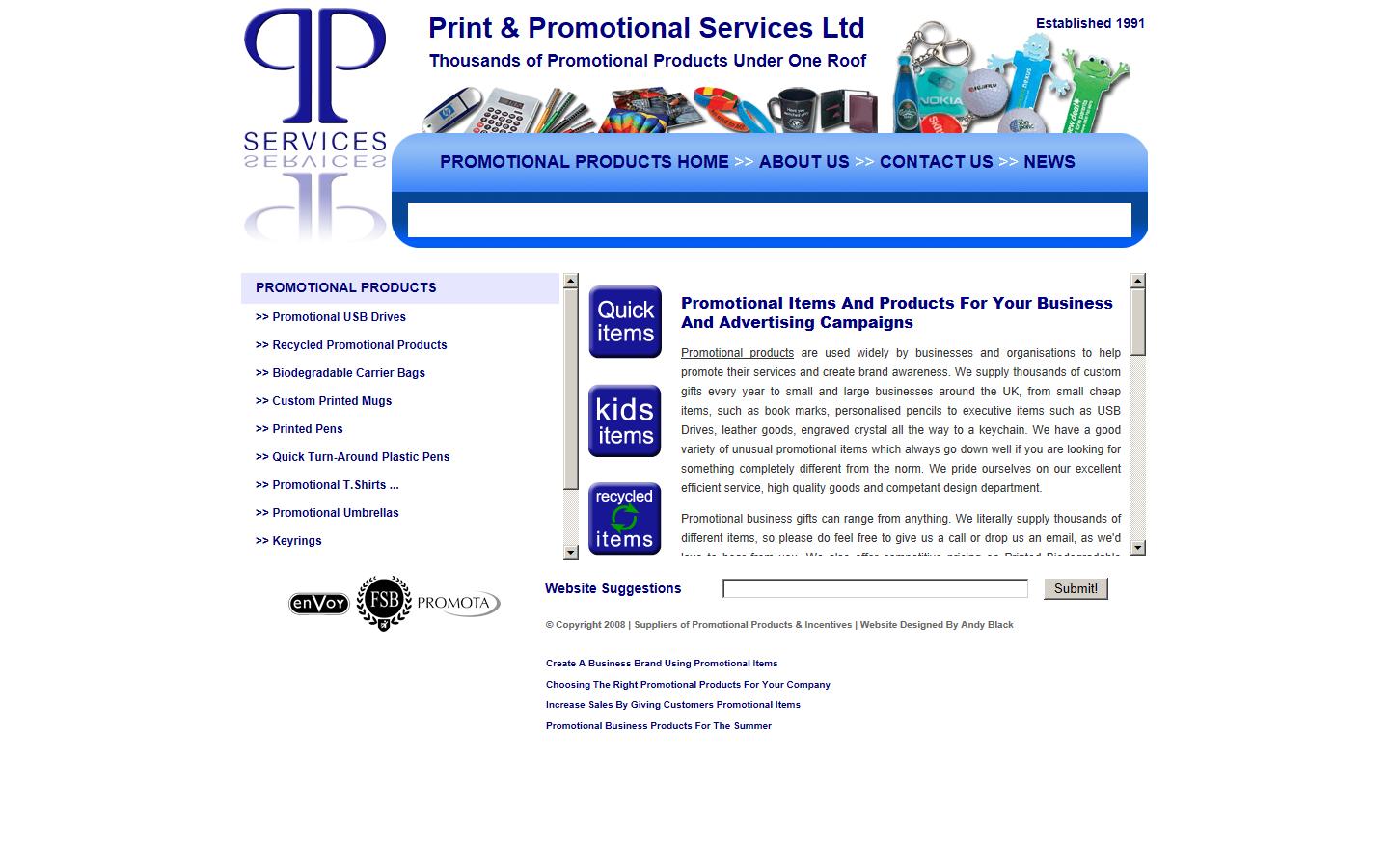 Print & Promotional Services Ltd Website