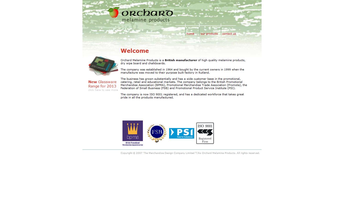 Orchard Melamine Products Website