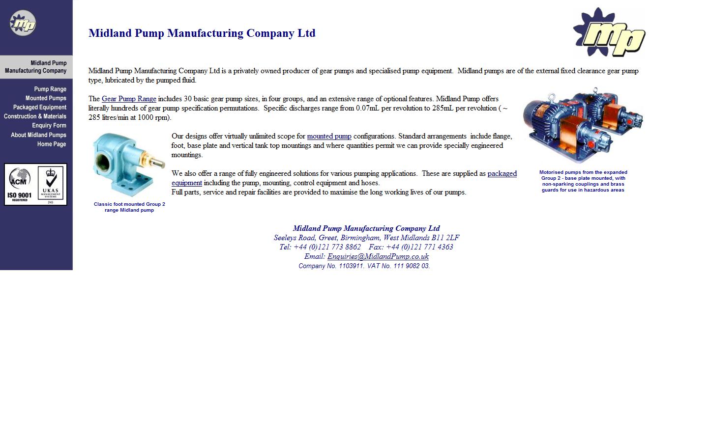 Midland Pump Manufacturing Company Ltd Website