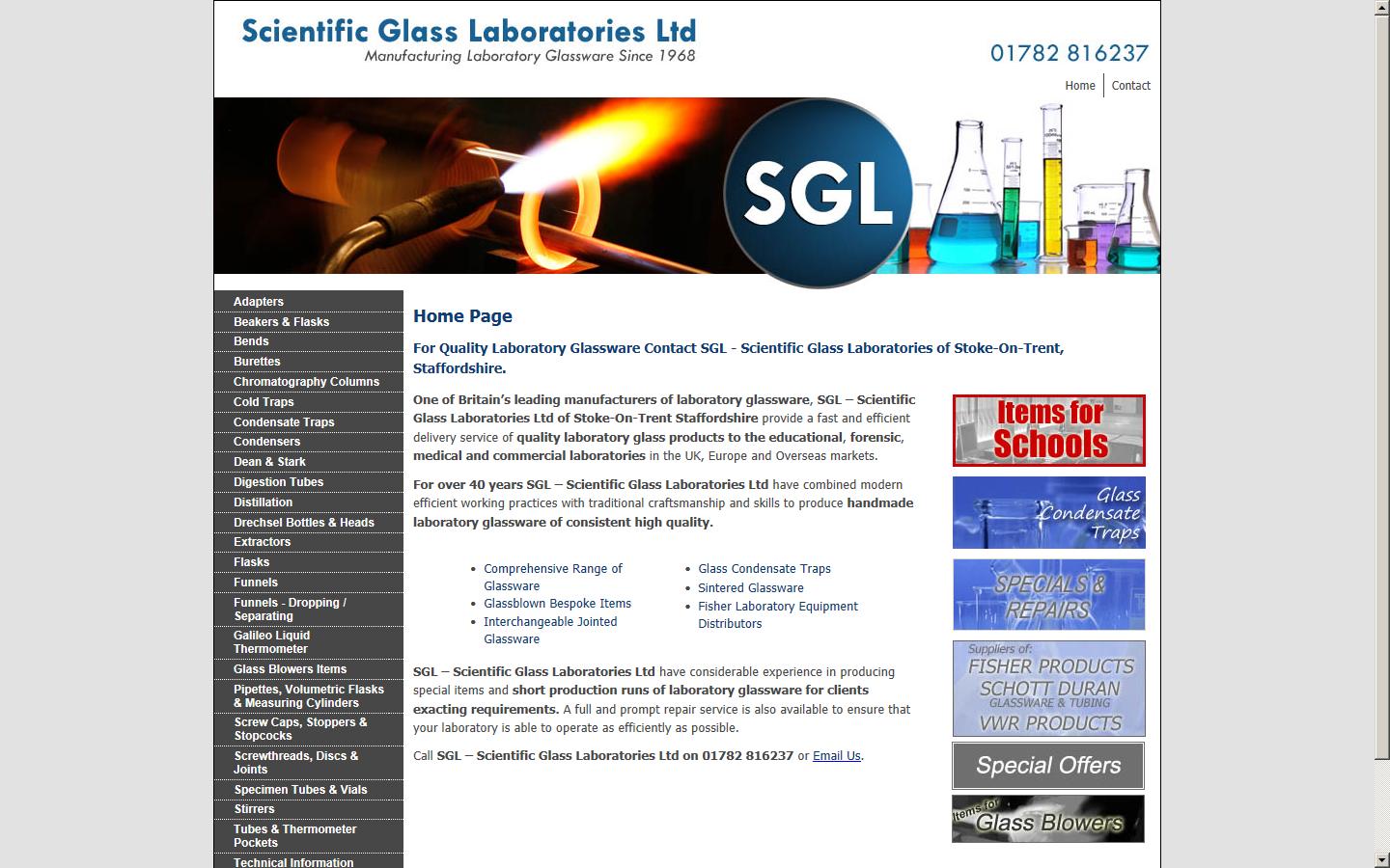 Scientific Glass Laboratories Ltd Website