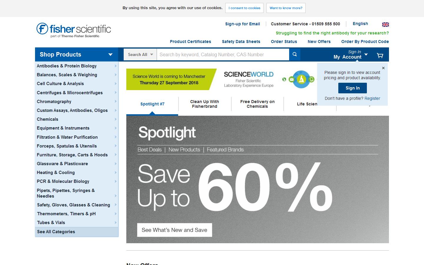 Fisher Scientific UK Ltd Website