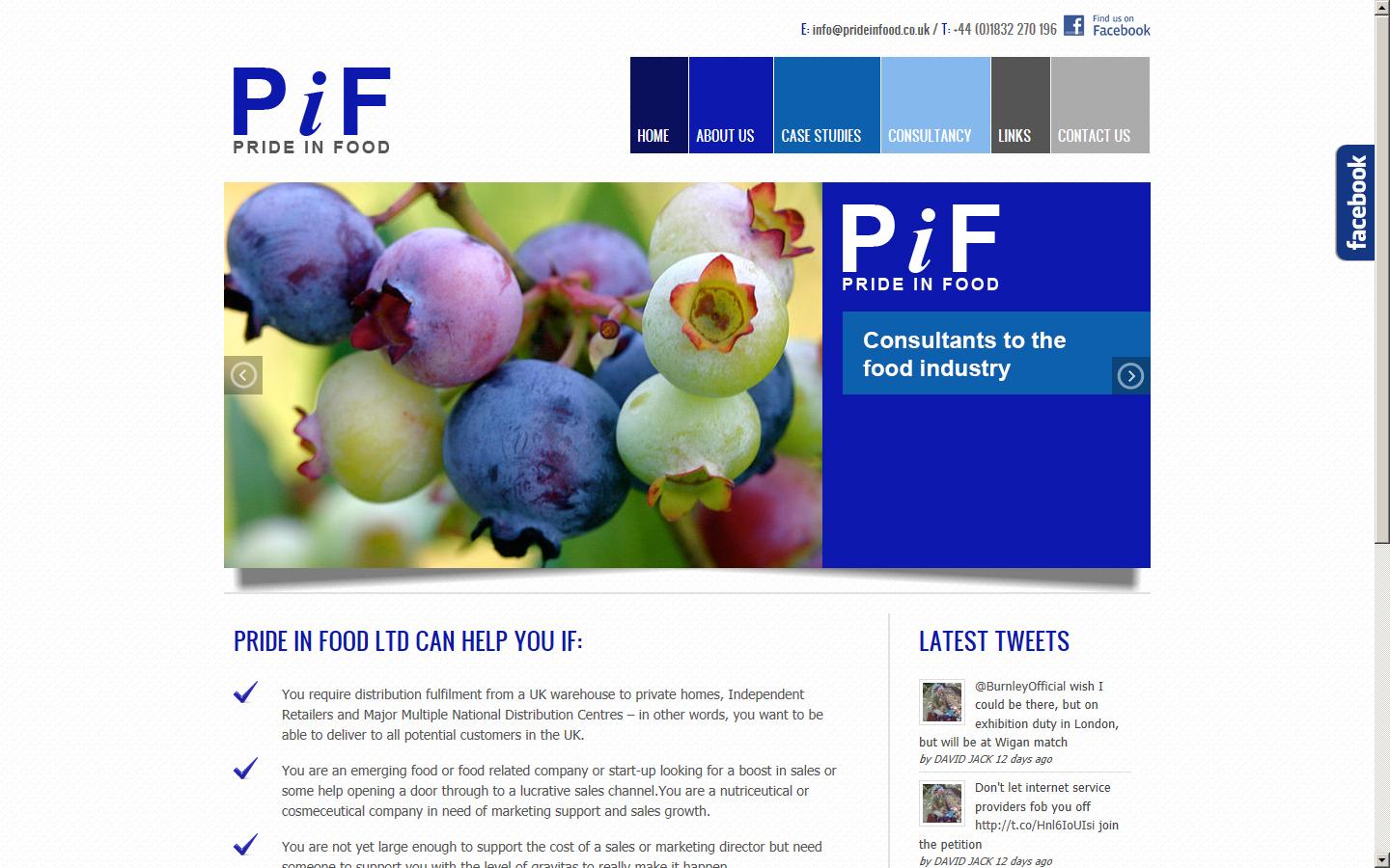 Pride in Food Ltd Website