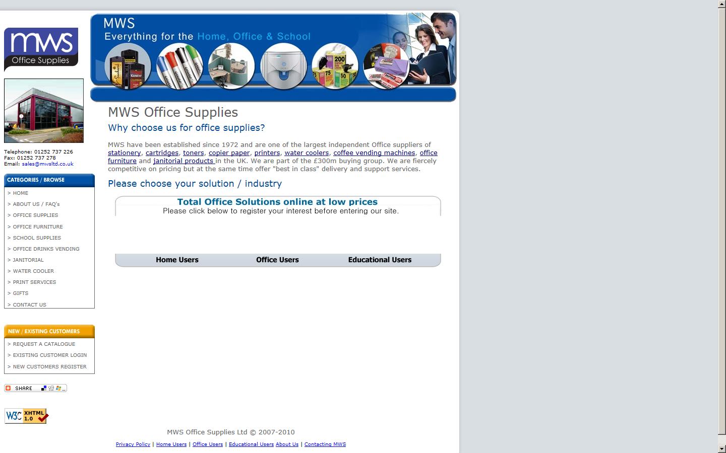 MWS Office Supplies Ltd Website