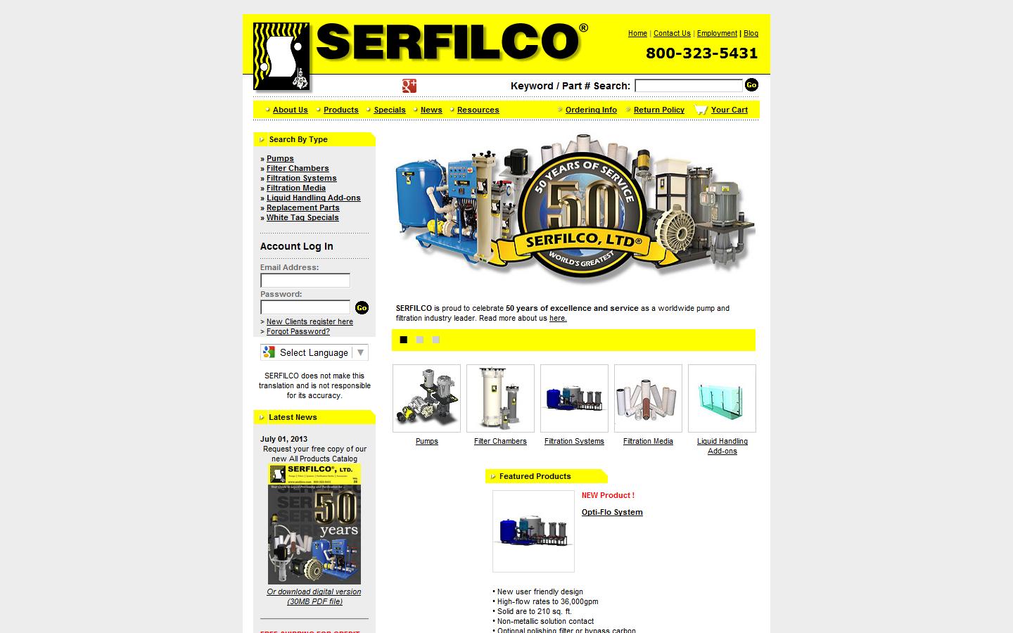Serfilco Europe Ltd Website