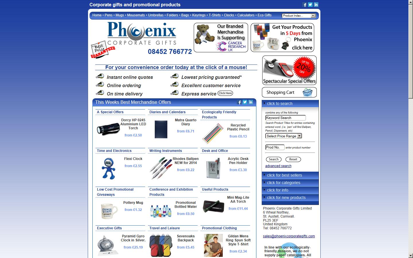 Phoenix Corporate Gifts Website