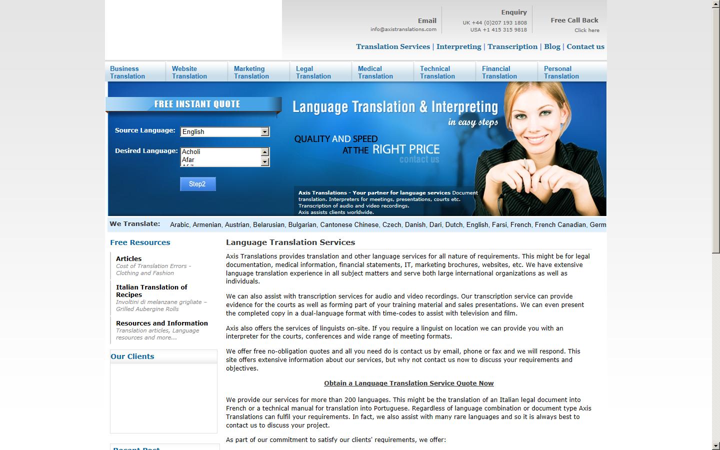 Axis Translations Website