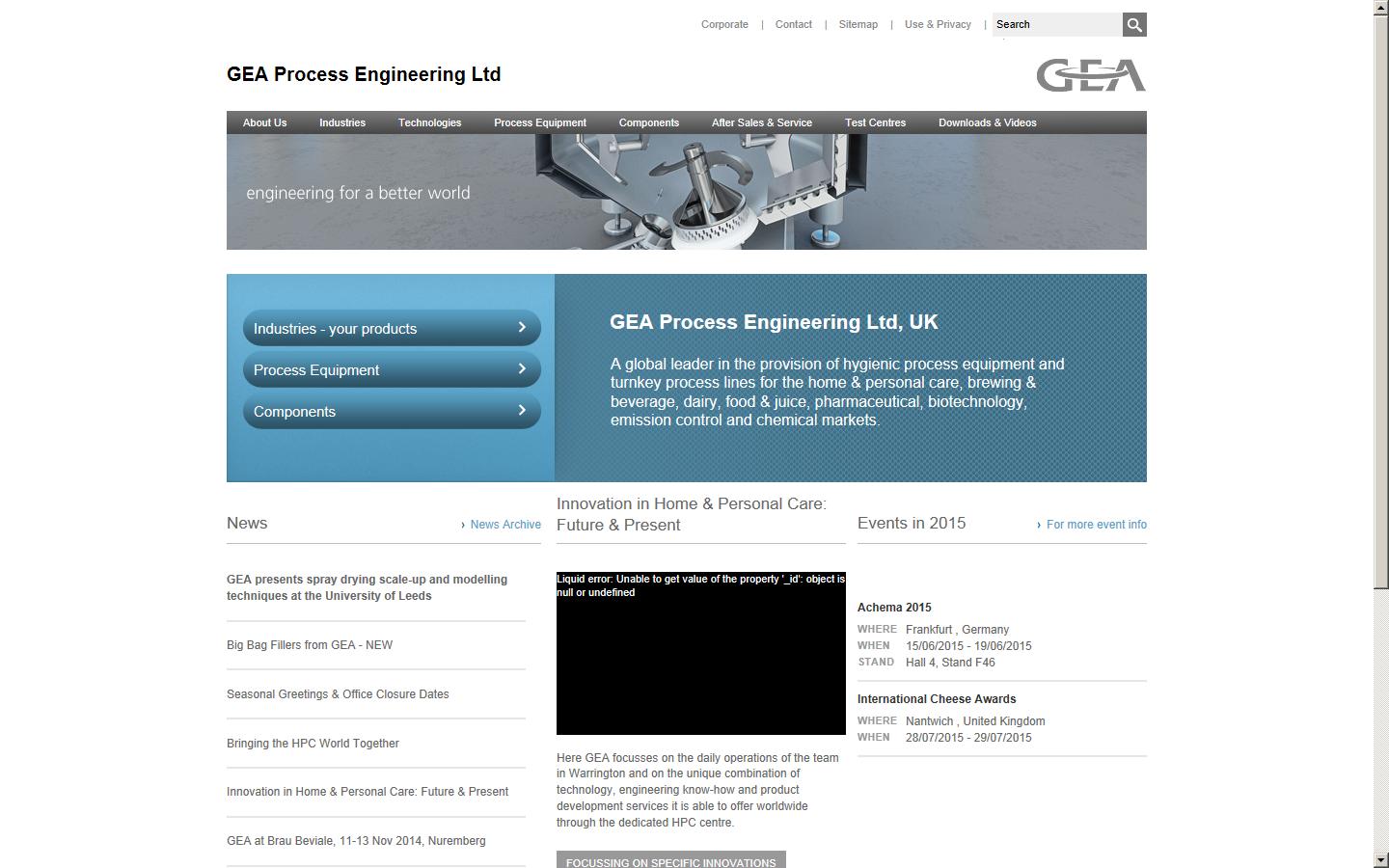 GEA Process Engineering Ltd Website