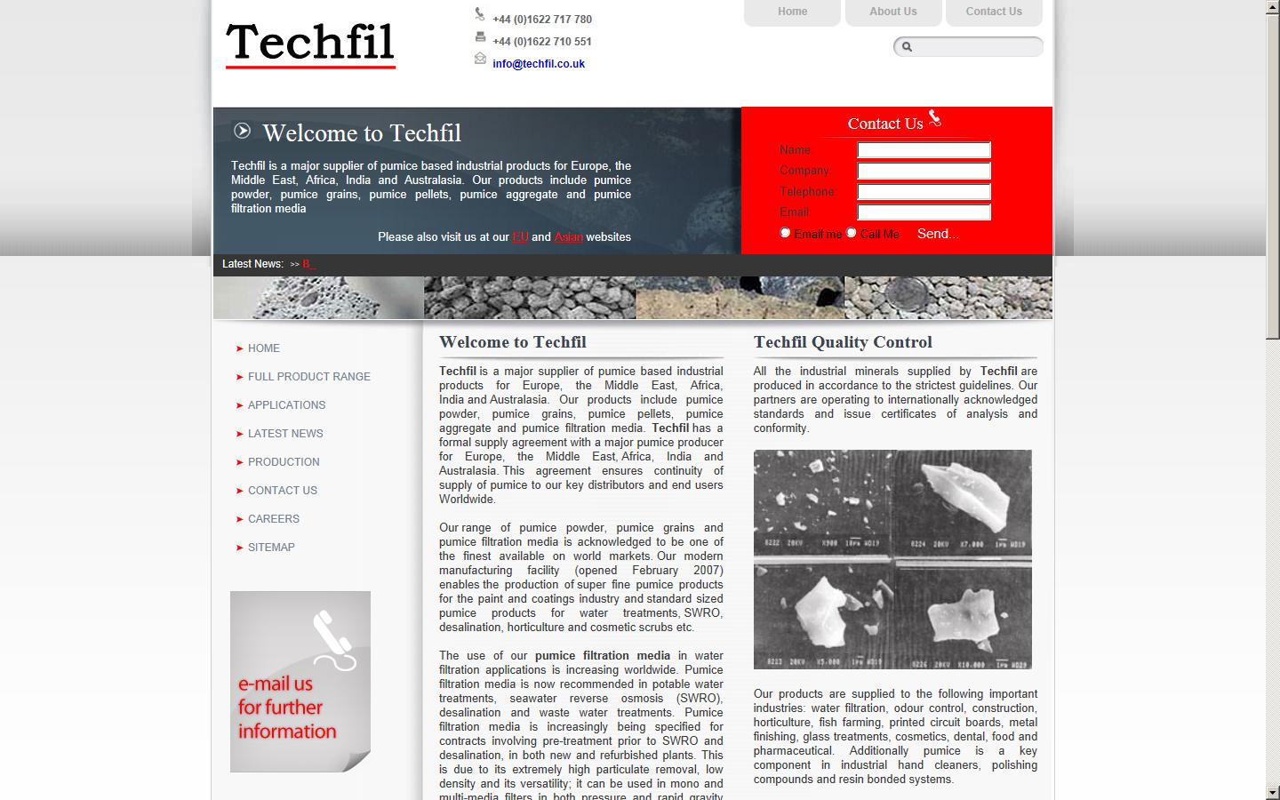 Techfil (Europe) Ltd Website