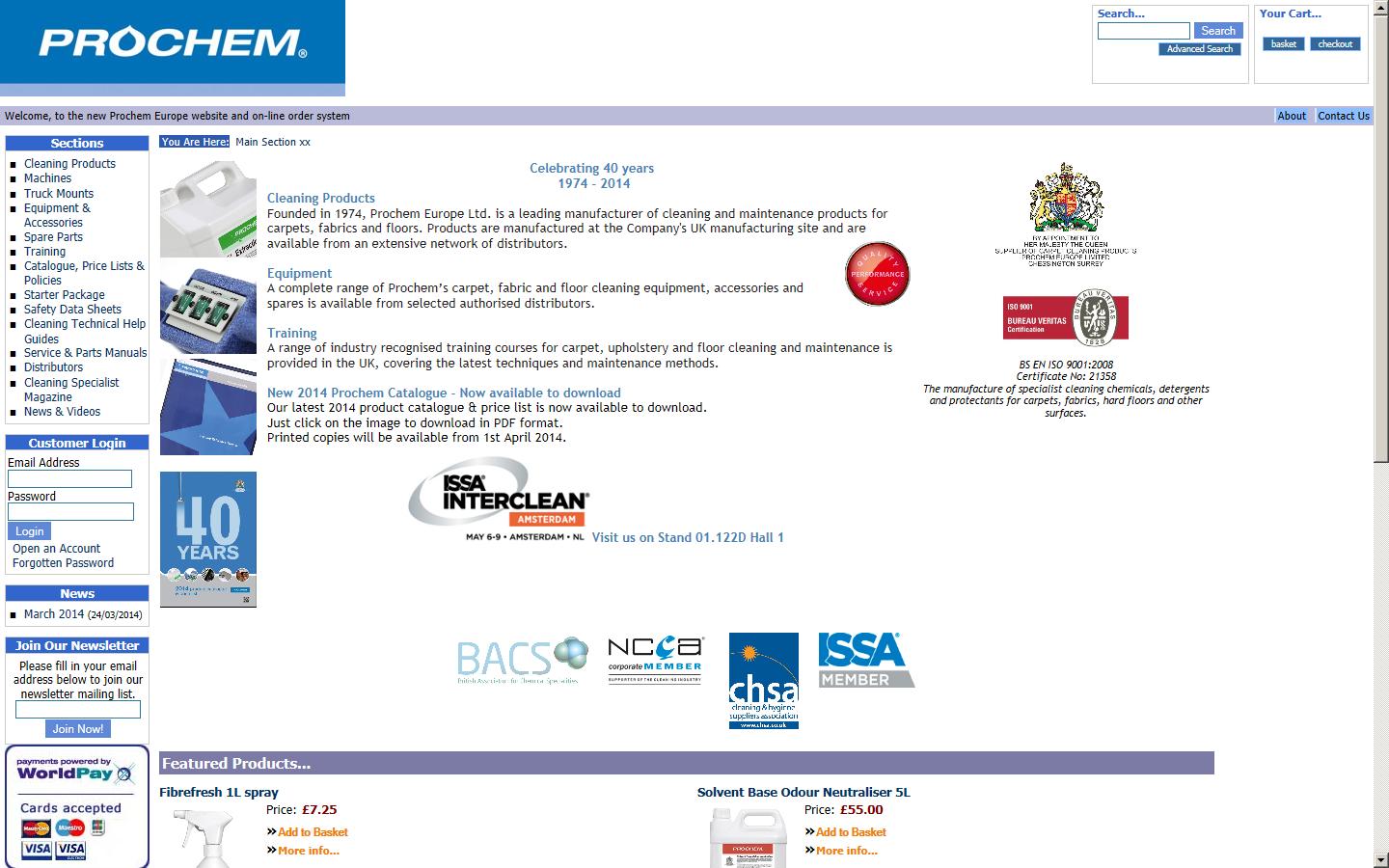 Prochem Europe Ltd Website