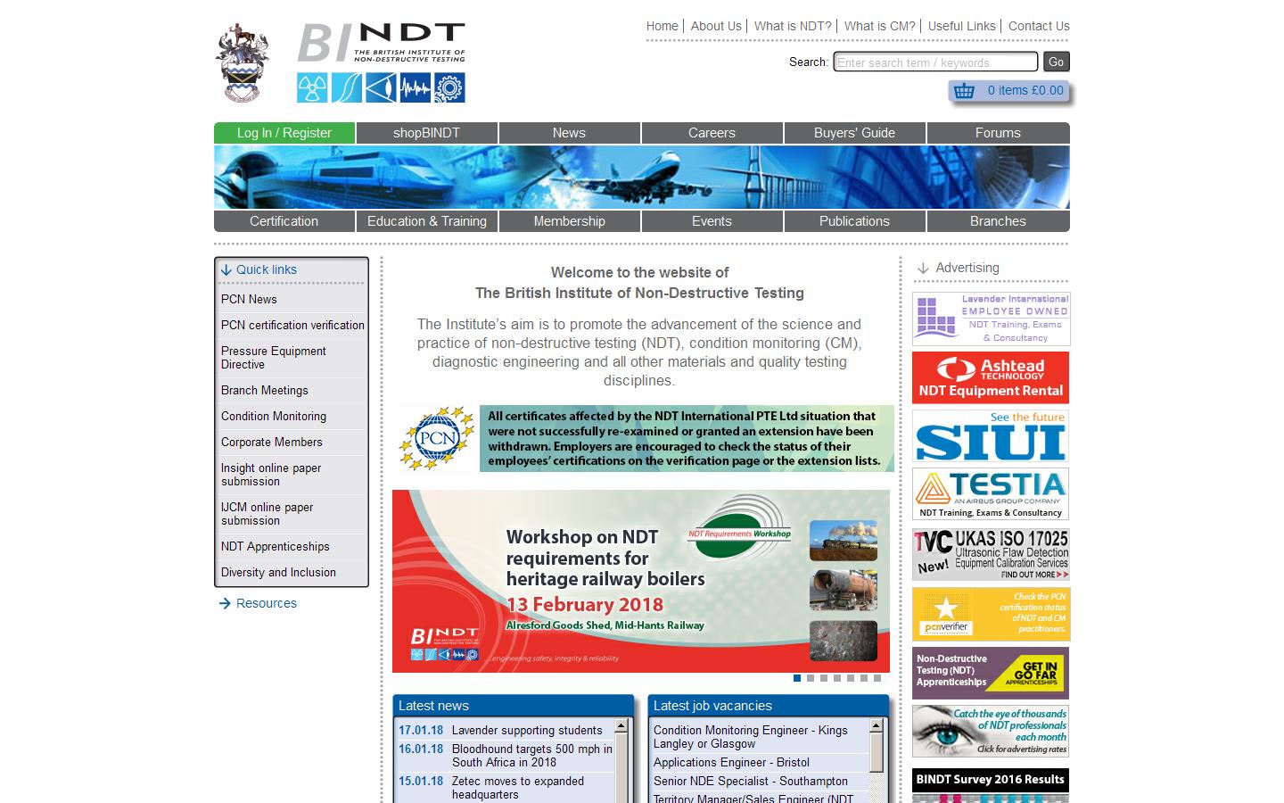 British Institute of Non-Destructive Testing Website