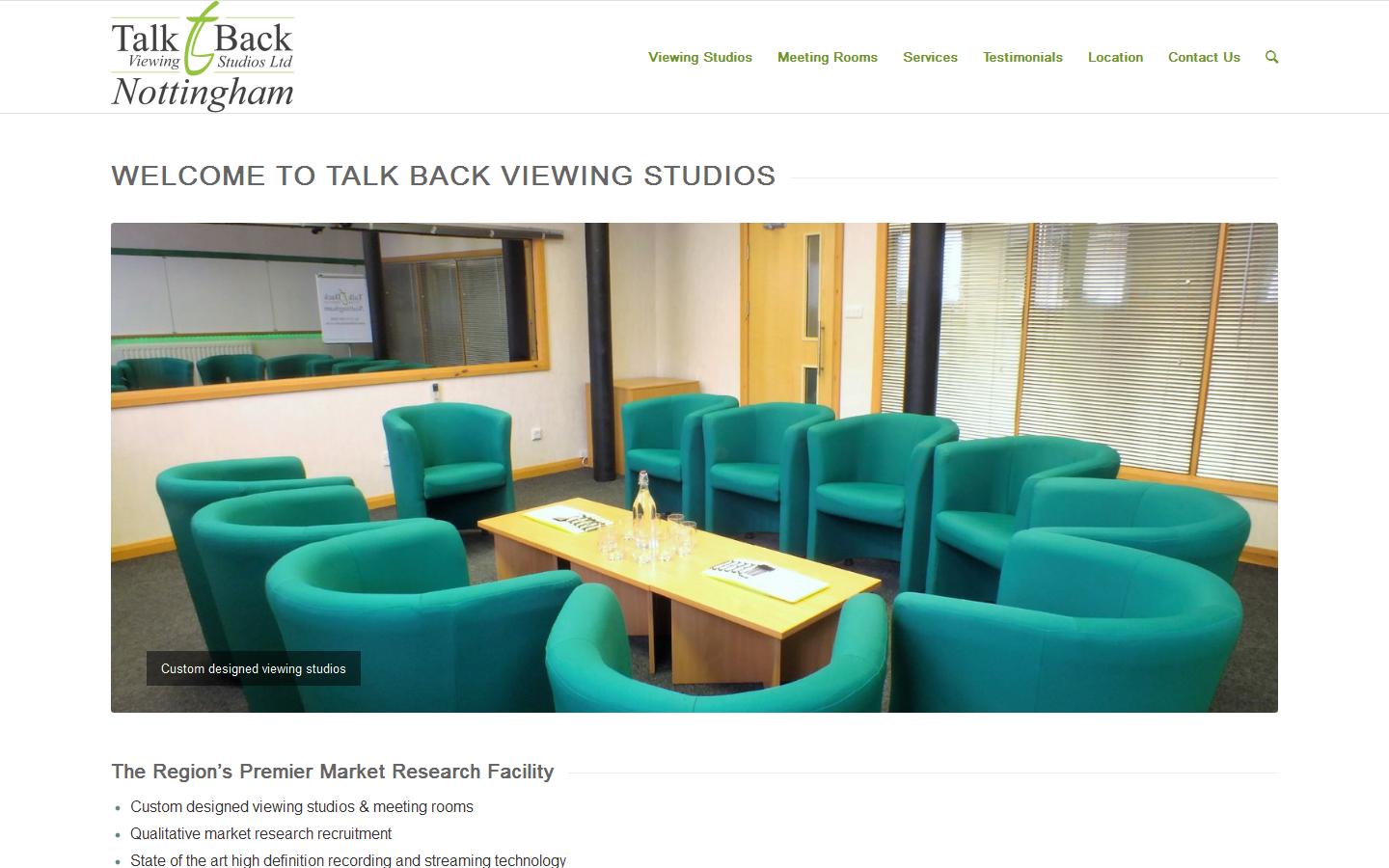 Talk Back Viewing Studios Ltd Website