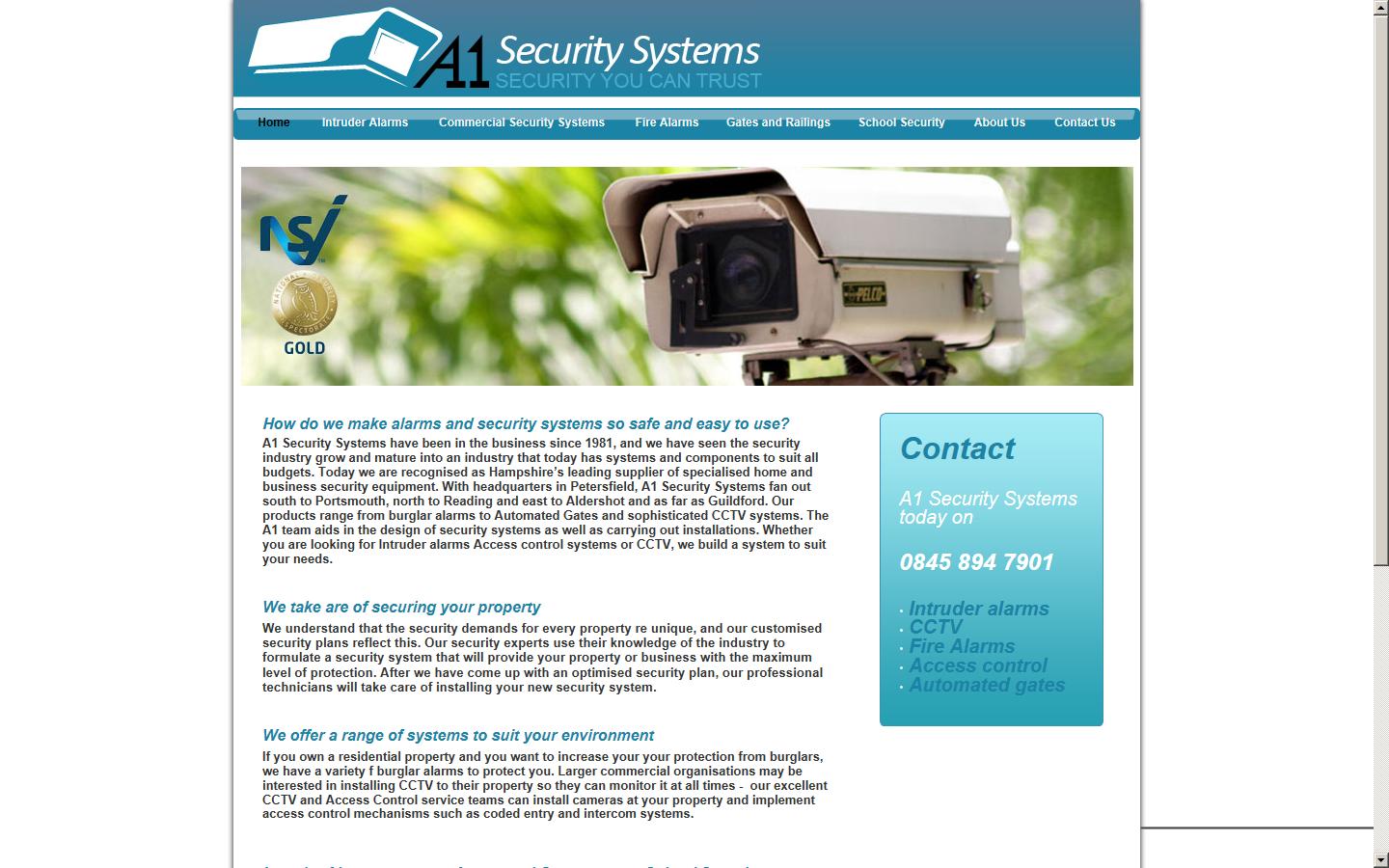 A1 Security Systems  Website