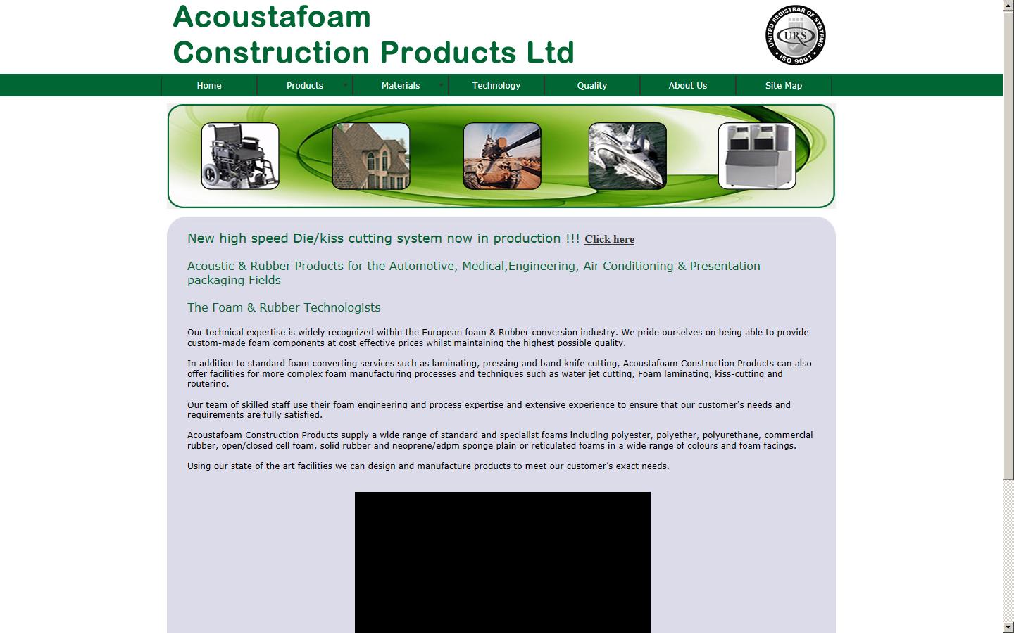Acoustafoam Construction Products Website