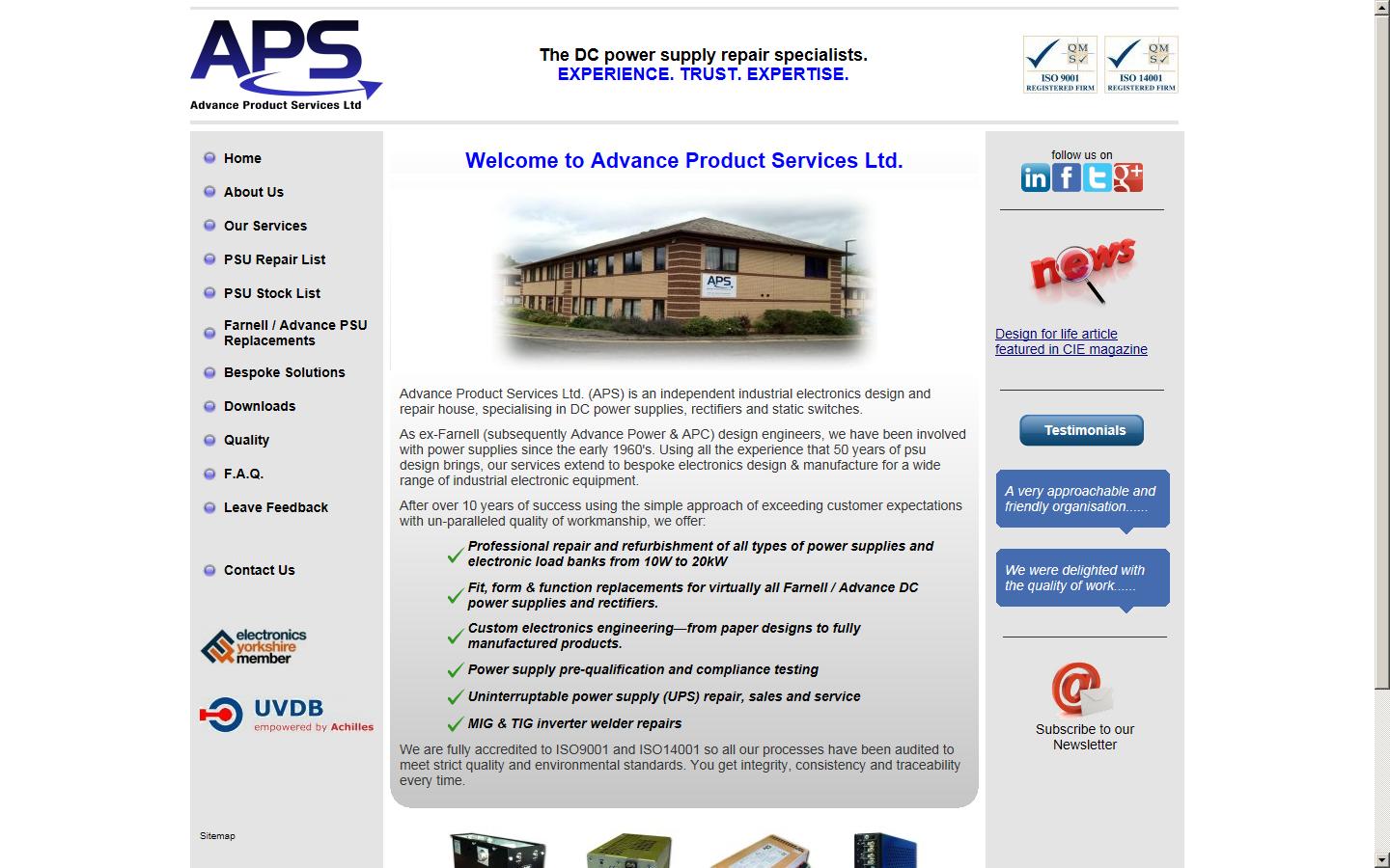Advance Product Services Ltd Website