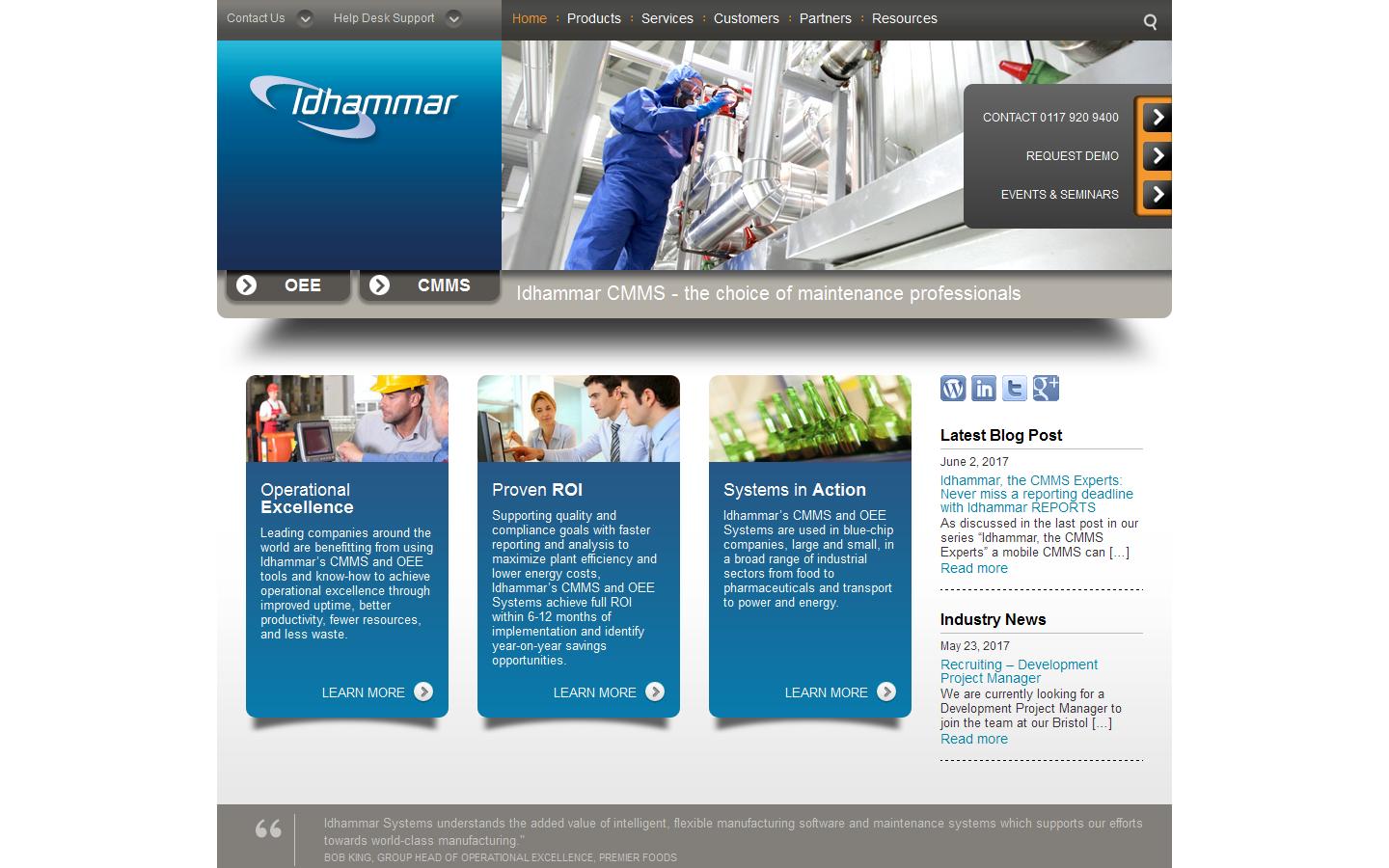 Idhammar Systems Ltd Website