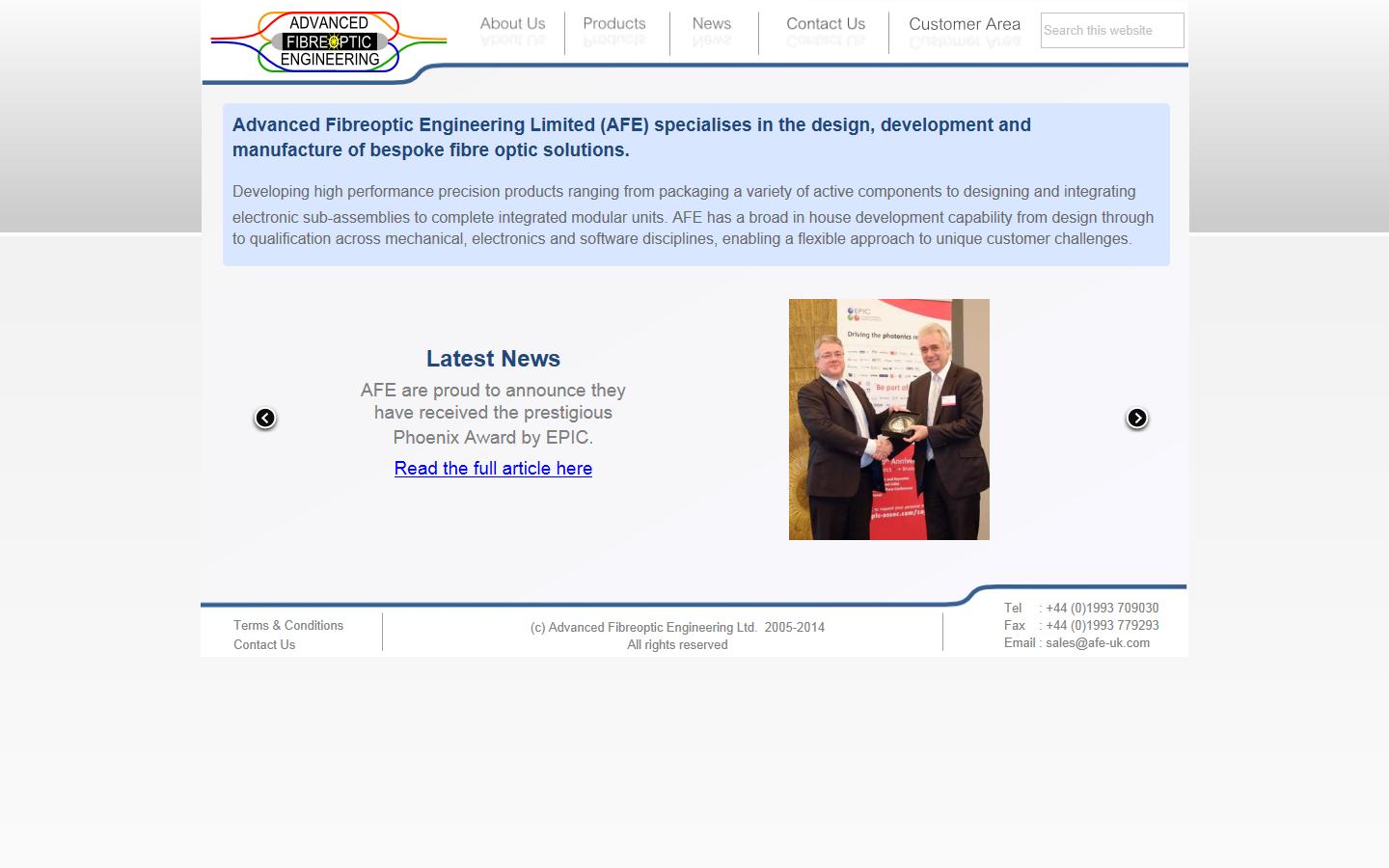 Advanced Fibreoptic Engineering Ltd Website