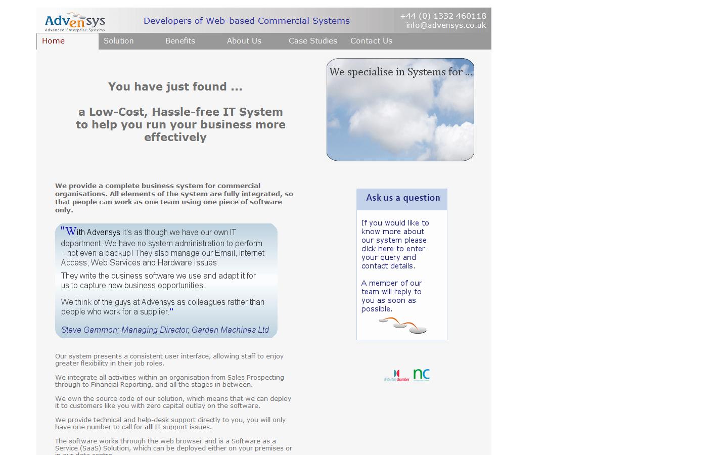 Advensys Ltd Website