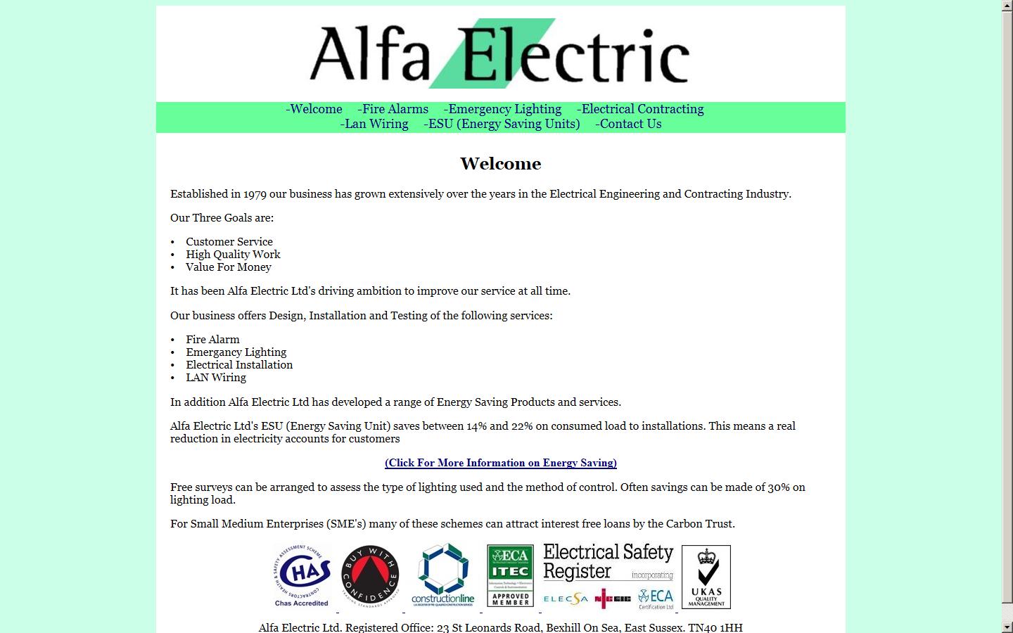 Alfa Electric Ltd Website