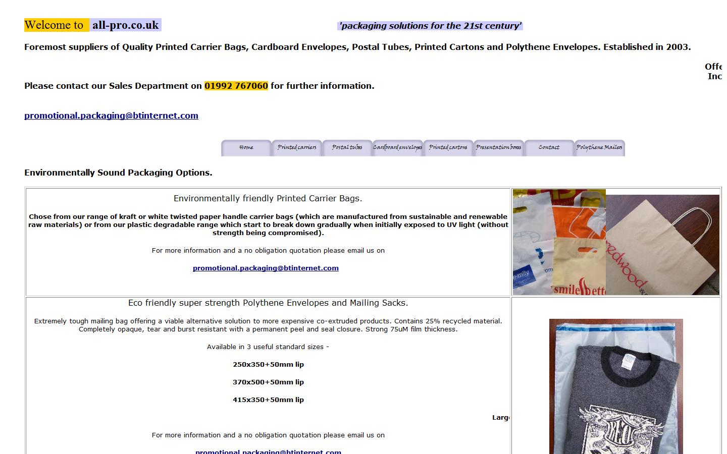 All-Pro Packaging Services  Website