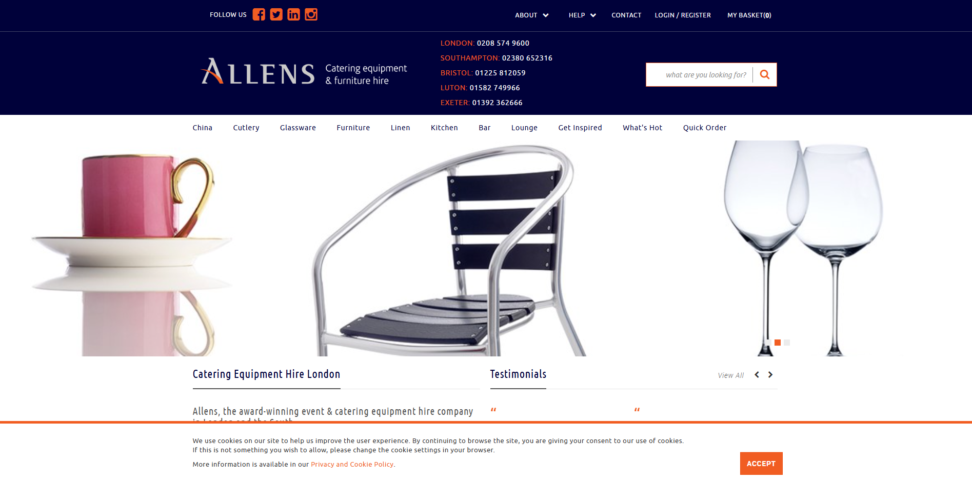 Allens Catering Equipment Hire Website