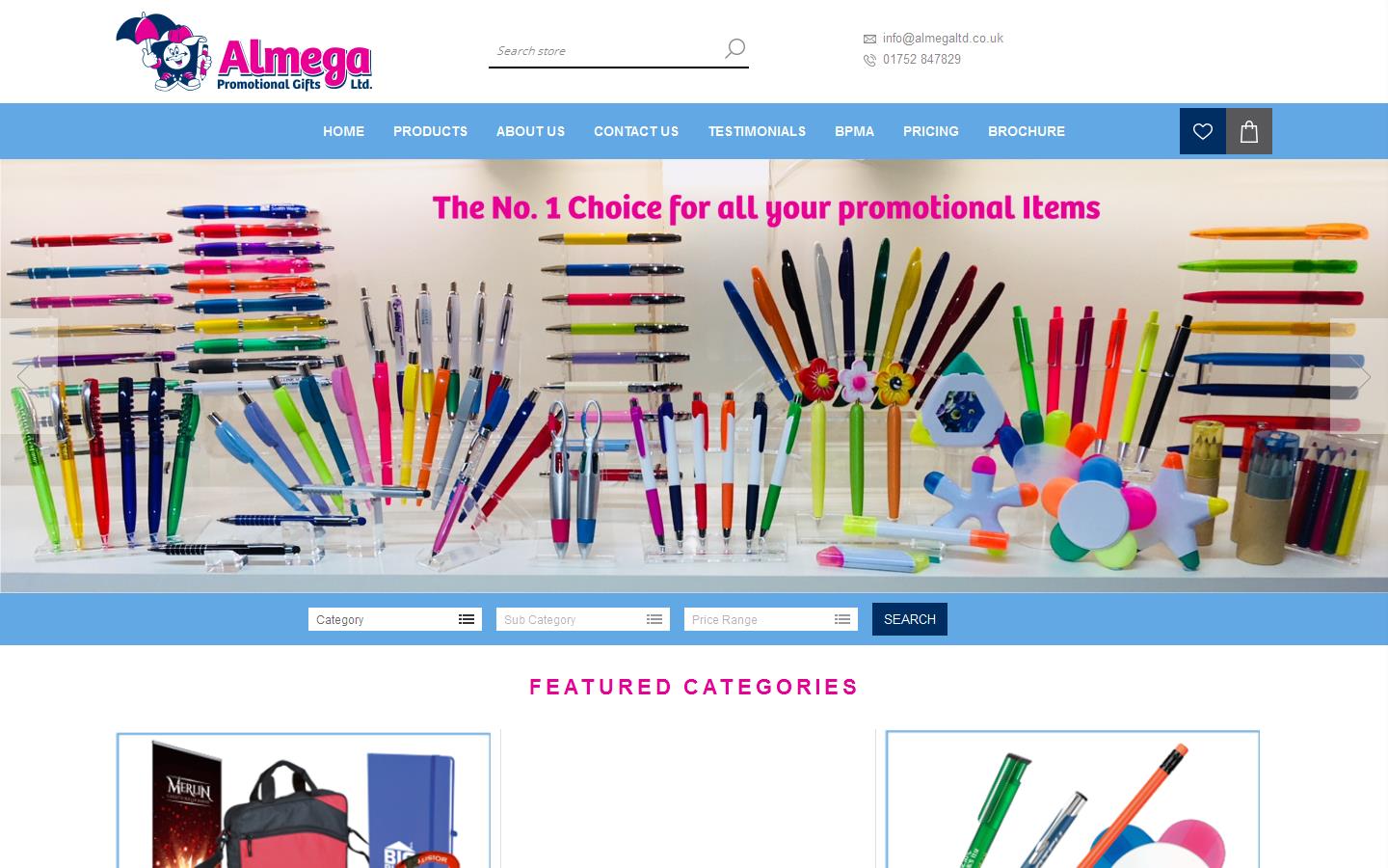 Almega Promotional Gifts Website