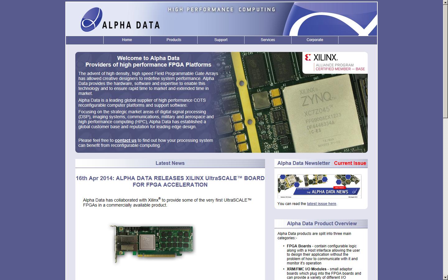 Alpha Data Parallel Systems Ltd Website