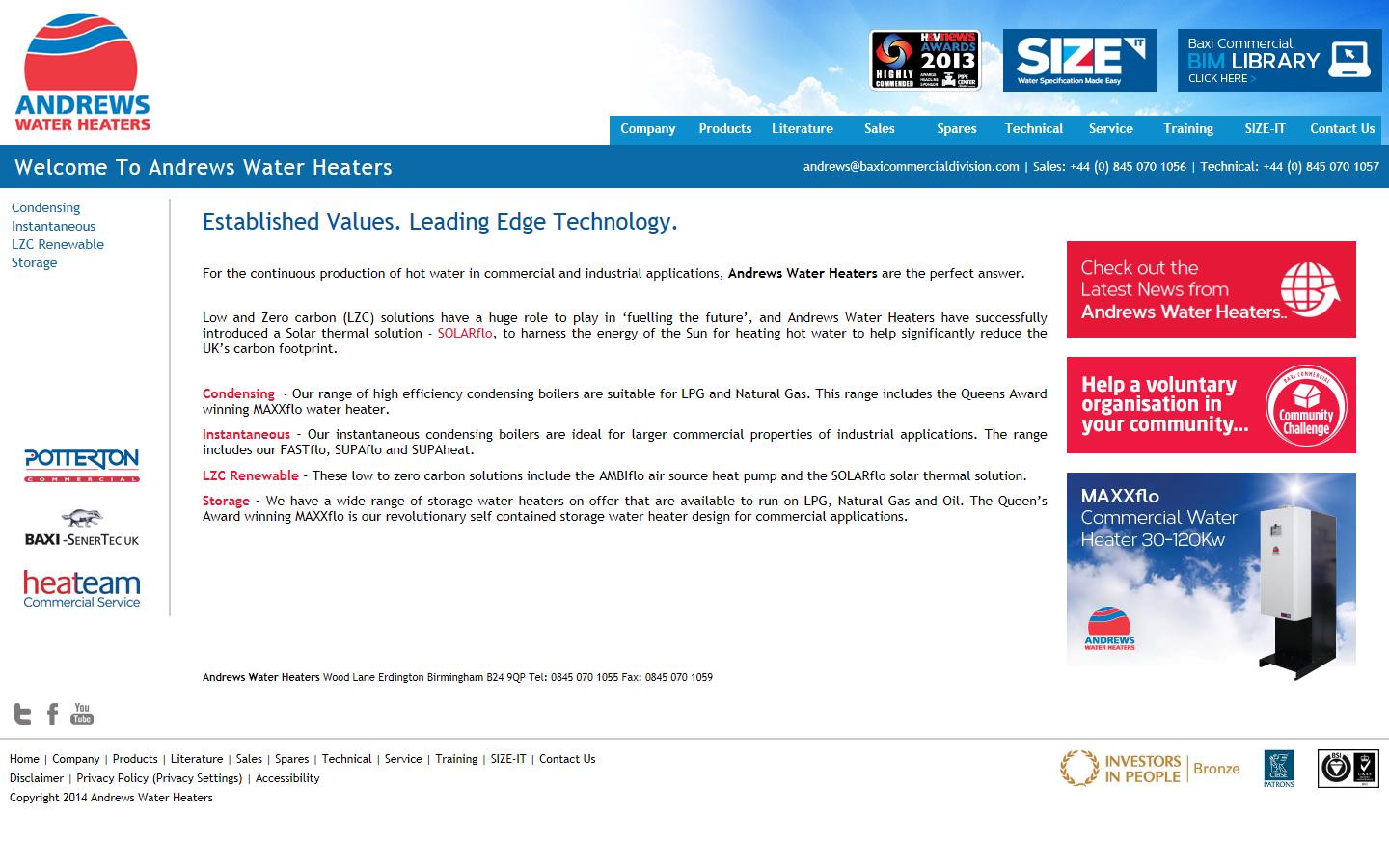 Andrews Water Heaters Website