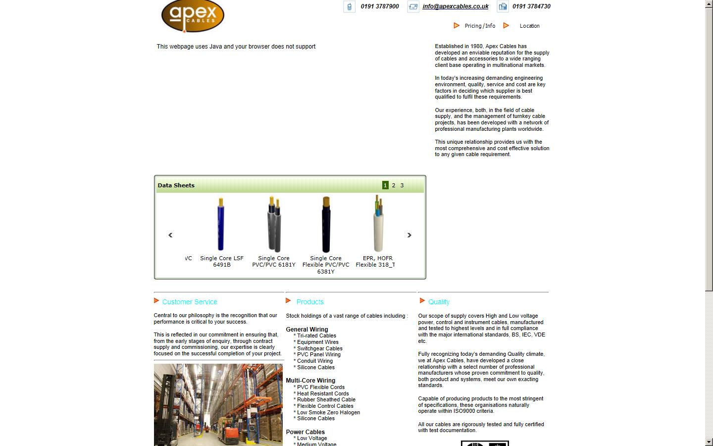 Apex Cables Ltd Website