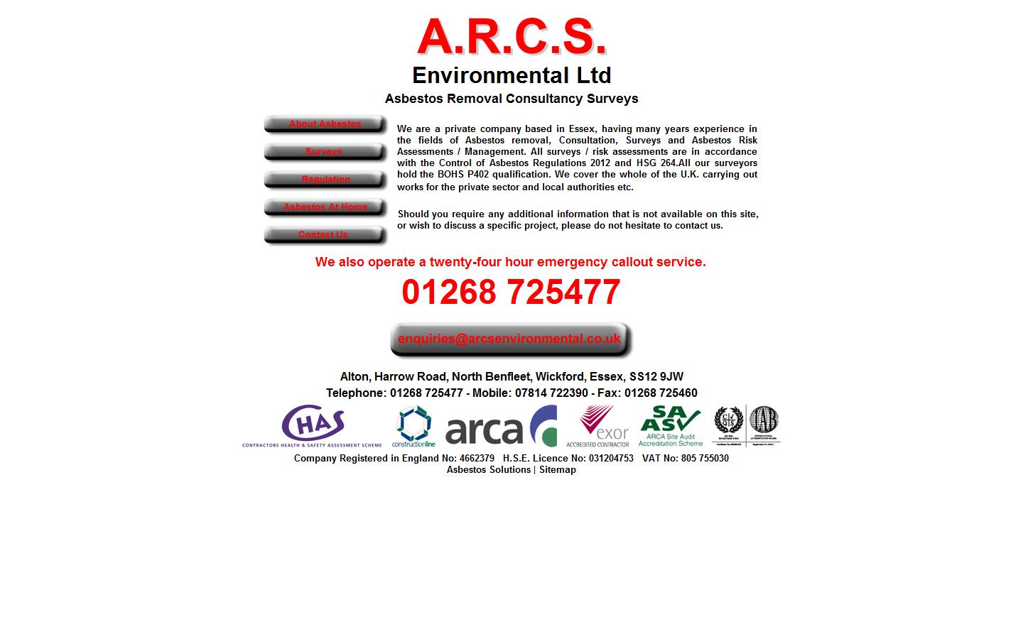 ARCS Environmental Ltd Website