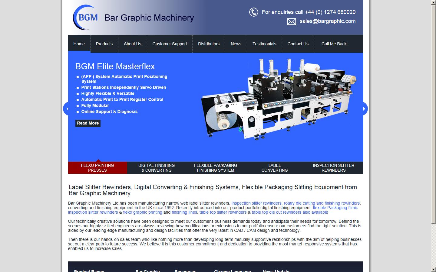 Bar Graphic Machinery Ltd  Website