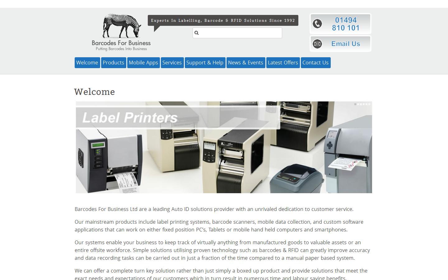 Barcodes for Business Ltd  Website