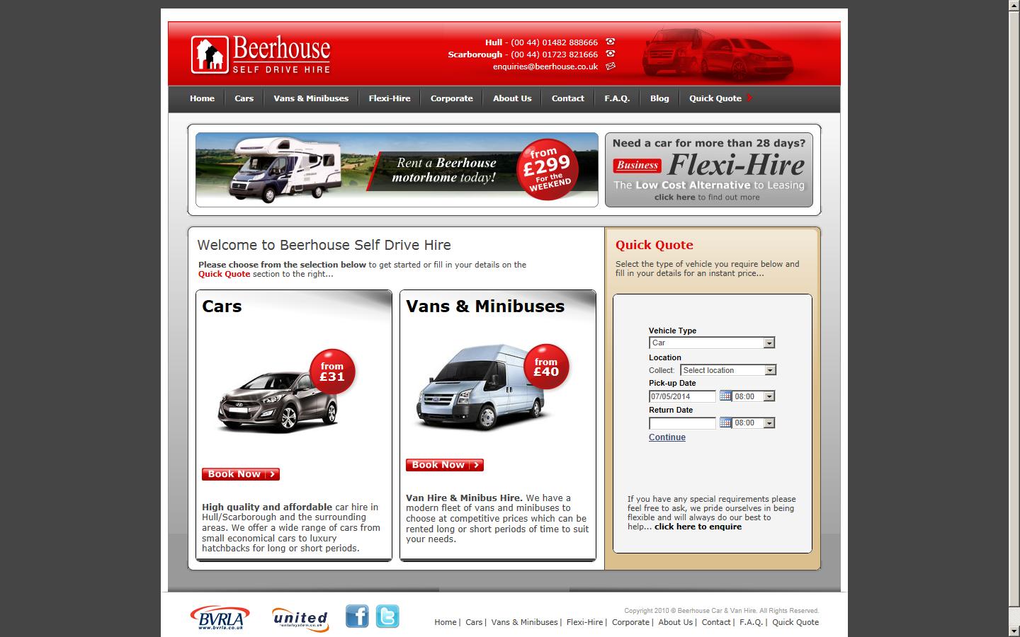 Beerhouse Self Drive Hire Ltd Website