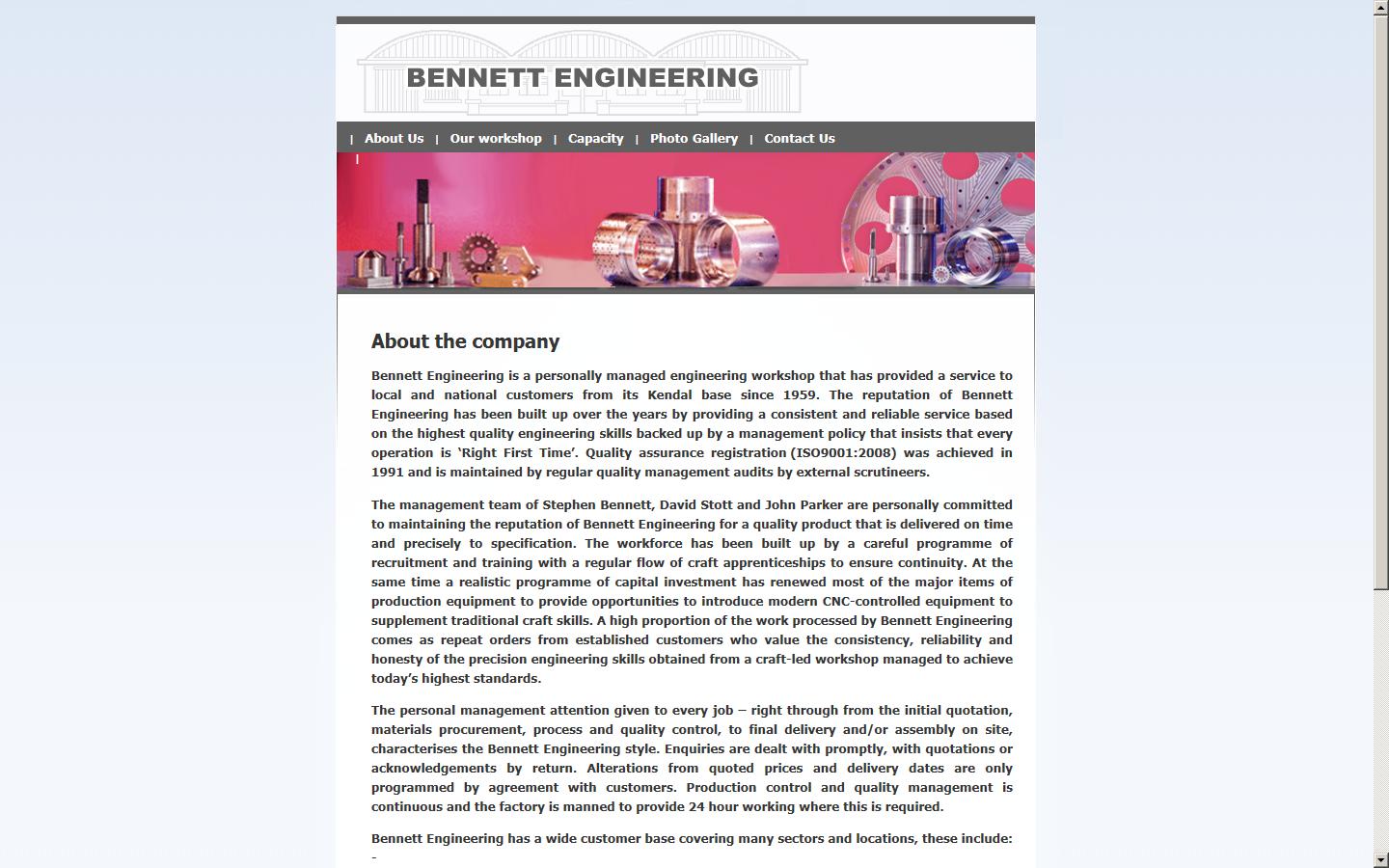 Bennett Engineering Ltd Website